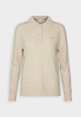 Tommy Hilfiger POLO Jumper white dove heather ПОЛО джемперы белый голубь вереск