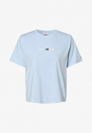 Tommy Hilfiger Print T-shirt hellblau uni футболка с принтом голубой универ