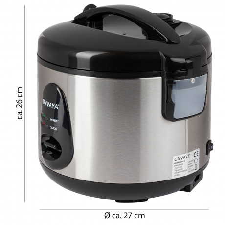 ONVAYA ONVAYA Reiskocher Reiskocher 1,2 Liter aus Edelstahl, inklusive Dampfgarer-Einsatz  Рисоварка ONVAYA 1,2 литра из нержавеющей стали, включая пароварку