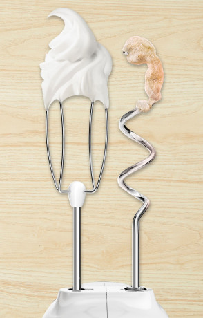 Tefal Tefal Handmixer HT4611 Prep'Mix+, 500 W, Turbo-Funktion, 2 Ruhrbesen, 2 Knethaken, Purierstab-Aufsatz  Ручной миксер Tefal HT4611 Prep'Mix+, 500 Вт, функция турбо, 2 венчика, 2 насадки для теста, насадка-очиститель