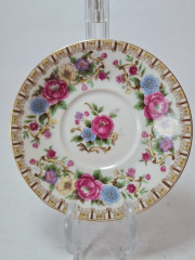 Кофейная пара винтажная Quality, белый фарфор с обильным ярким цветочным рисунком, Германия, 1960-70гг.