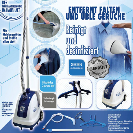 Best Direct® Best Direct® Dampfburste Steam Best®, 1950,00 W, Bugelsystem desinfizieren und bugeln, fur Kleidung, Polster, Teppiche  Паровая щетка Best Direct® Steam Best®, 1950,00 Вт, гладильная система для дезинфекции и глажки, для одежды, обивки, ковро