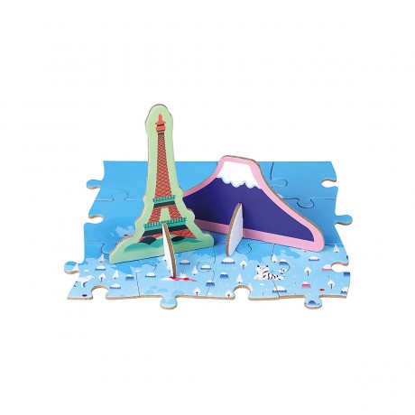 Janod Edukativ-Puzzle Sehenswurdigkeiten mit Aufstellern Образовательные головоломки с дисплеями