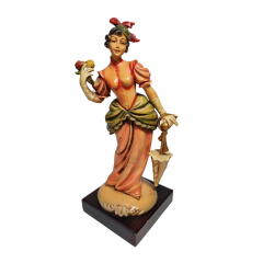 Статуэтка винтажная "Дама с зонтиком", керамика, 8,5 x 22,5 см, Италия, 1960-70гг.