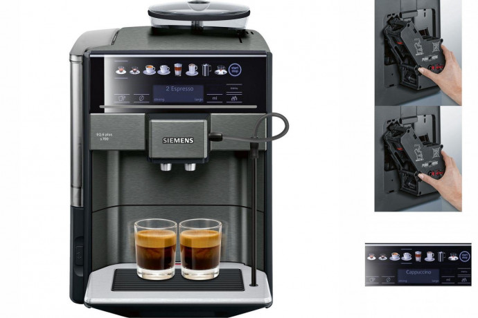 SIEMENS SIEMENS Kaffeevollautomat Superautomatische Kaffeemaschine Siemens AG TE657319RW Schwarz Grau 15  Полностью автоматическая кофемашина SIEMENS Супер автоматическая кофемашина Siemens AG TE657319RW Black Grey 15