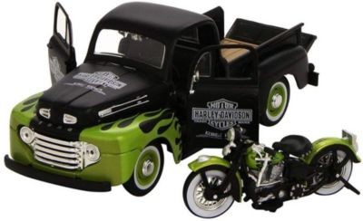 Maisto Modellauto Ford F1 Pick-Up 48 + Harley FL Panhead 48 (Massstab 1:24) Модель автомобиля Ford F1 Pick-Up 48 + Harley FL Panhead 48 (масштаб 1:24)
