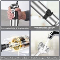 Hikeren Hikeren Stabmixer 600W 5 in 1 Purierstab mit 12 Geschwindigkeiten und Turbomodus  Ручной блендер Hikeren 600 Вт Ручной блендер 5 в 1 с 12 скоростями и турборежимом