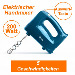 LIVOO LIVOO Handmixer LIVOO Handmixer Handruhrgerat Ruhrbesen Knethaken 5 Stufen Kunststoff, Auch eine schone Geschenkidee fur blauliebende Hobbykochinnen und Koche!  Ручной миксер LIVOO Ручной миксер LIVOO Ручной миксер, венчик для теста, 5-уровневый пла