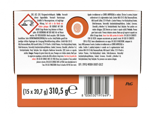 Lenor Orangenblute & Pfirsich Universal Waschmittel pods, Капсулы для стирки с роматом Цветущего дерева апельсина и персика, 15 загрузок