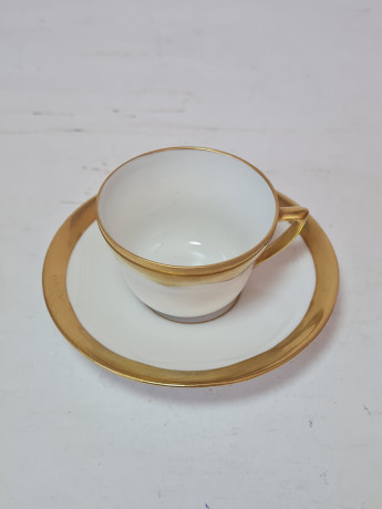 Кофейная пара винтажная, белый фарфор с золотым декором по краю, 7 x 4 см/10,5 см, Германия, 1960-70гг.