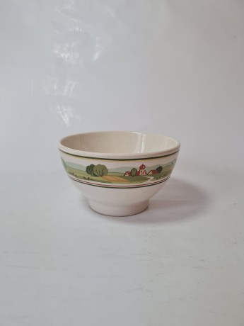 Тарелка винтажная керамическая Pfalzkeramik "Фермерское хозяйство", среднего размера, глубокая, 13.8 x 8 см, Германия, 1960-70гг.