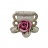 Подсвечник винтажный Gerold&Co Bavaria с розовым цветком и двумя ручками, керамика, 6 см, Германия, 1960-70гг.