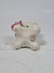 Подсвечник винтажный Gerold&amp;Co Bavaria с розовым цветком и двумя ручками, керамика, 6 см, Германия, 1960-70гг.