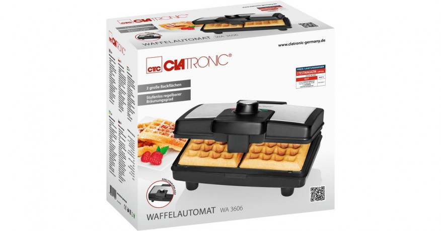 Clatronic Clatronic Waffelautomat WA 3606, Waffeleisen schwarz/edelstahl, 800 Watt schwarz/edelstahl Вафельница Clatronic WA 3606, вафельница черная/нержавеющая сталь, 800 Вт