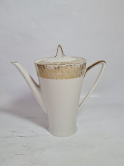 Набор для чая винтажный Johann Seltmann Vahenstrauß Bavaria / 56er с золотым узором, чайник, молочник, сахарница, фарфор, Германия, 1960-70гг.