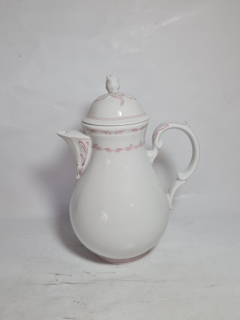 Набор для чая винтажный Bavaria, бело-красный декор, фарфор, Германия, 1960-70гг.