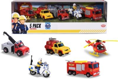 Dickie Toys Feuerwehrmann Sam 5er Set Die-Cast-Fahrzeuge Пожарный Сэм Набор из 5 литых автомобилей