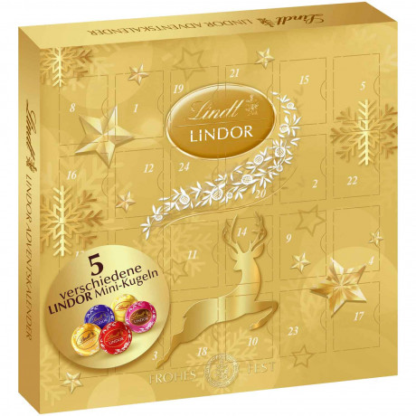 Lindt Lindor Mini Adventskalender 2025, Линдт Адвент-календарь, 24 сладких сюрприза, 109 грамм