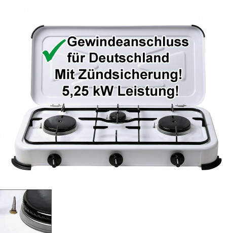 BlueCraft BlueCraft Gaskocher, 3-flammig Campingkocher Gasherd mit Zundsicherung  Газовая плита BlueCraft, 3 пламени походная газовая плита с предохранителем зажигания