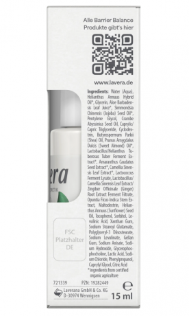 lavera Barrier Balance Augenpflege Уход за кожей вокруг глаз с пребиотиками и органическим зеленым чаем для чувствительной кожи вокруг глаз, 15мл