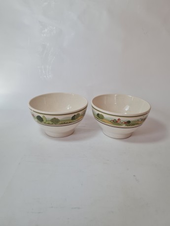 Pfalzkeramik Керамические миски/пиалы "Фермерское хозяйство и Поля", 2шт х 13.8см x 8см, Германия, 1960-70гг.