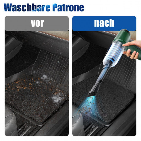 7Magic 7Magic Akku-Handstaubsauger 9000PA akkustaubsauger mit wiederaufladbarer 4000mAh Batterie, 120 W, beutellos, Starke Motor mit Waschbarer Filter fur Zuhause Tierhaare Auto Grun Беспроводной ручной пылесос 7Magic Беспроводной пылесос 9000PA с перезар