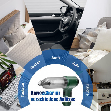 7Magic 7Magic Akku-Handstaubsauger 9000PA akkustaubsauger mit wiederaufladbarer 4000mAh Batterie, 120 W, beutellos, Starke Motor mit Waschbarer Filter fur Zuhause Tierhaare Auto Grun Беспроводной ручной пылесос 7Magic Беспроводной пылесос 9000PA с перезар