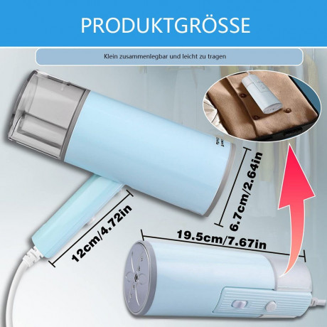 GelldG GelldG Dampfburste Steamer Dampfglatter, 1000 W Dampfburste Reisebugeleisen Mini blau Паровая щетка GelldG, отпариватель для разглаживания пара, дорожный мини-утюг с паровой щеткой мощностью 1000 Вт