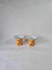 Чашки винтажные Cinar, оранжево-красный фарфор "Осенние листья", 2 шт х 11 x 8,5 см, Германия, 1960-70гг.