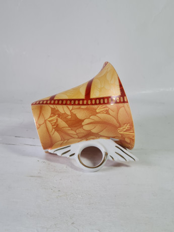 Чашки винтажные Cinar, оранжево-красный фарфор "Осенние листья", 2 шт х 11 x 8,5 см, Германия, 1960-70гг.