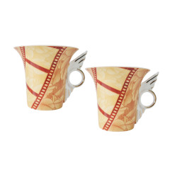 Чашки винтажные Cinar, оранжево-красный фарфор "Осенние листья", 2 шт х 11 x 8,5 см, Германия, 1960-70гг.