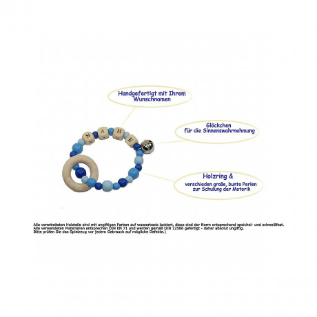 dubistda Greifling aus Holz mit Namen personalisiert Деревянная игрушка для захвата