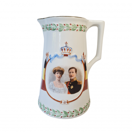 Кувшин винтажный Imprele&Royal с портретом бельгийской королевской четы, керамика, 27 x 20 см, Германия, 1960-70гг.