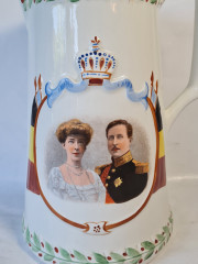 Кувшин винтажный Imprele&amp;Royal с портретом бельгийской королевской четы, керамика, 27 x 20 см, Германия, 1960-70гг.