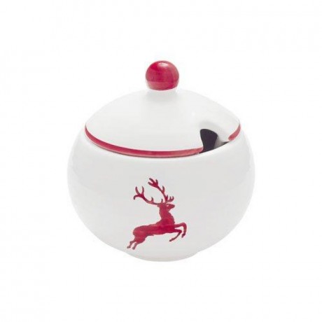 Gmundner Keramik Gmundner Keramik Rubinroter Hirsch Zuckerdose glatt mit Ausschnitt d: 10 cm / h: 11 cm Сахарница Gmundner Ceramic Ruby Red Deer гладкая с вырезом d: 10 см / высота: 11 см