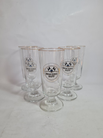 Бокалы пивные винтажные Brauerei Rapp, стекло, 5 шт. 18.5 см, 0.4 л., Германия, 1960-70гг.
