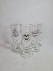 Бокалы пивные винтажные Brauerei Rapp, стекло, 5 шт. 18.5 см, 0.4 л., Германия, 1960-70гг.