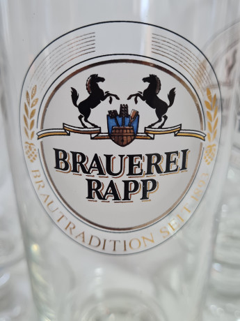 Бокалы пивные винтажные Brauerei Rapp, стекло, 5 шт. 18.5 см, 0.4 л., Германия, 1960-70гг.
