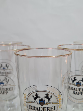 Бокалы пивные винтажные Brauerei Rapp, стекло, 5 шт. 18.5 см, 0.4 л., Германия, 1960-70гг.