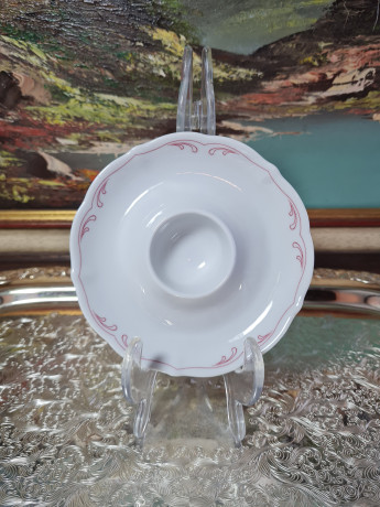 Подставка для яиц винтажная Bavaria, бело-красный декор, фарфор, 12 см, Германия, 1960-70гг.