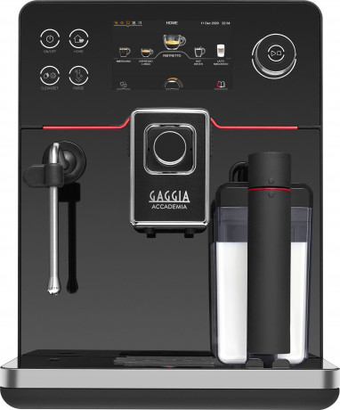 Gaggia Gaggia Kaffeevollautomat Accademia, hochwertige schwarze Glasfront  Полностью автоматическая кофемашина Gaggia Accademia, передняя панель из высококачественного черного стекла