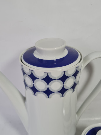 Набор для чая винтажный Mitterteich Bavaria, чайник и сахарница, с синим декором. фарфор, Германия, 1960-70гг.