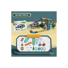 Syntek Magnetische Teile zum Zusammensetzen von Spielzeug Kinder bunte Fenster magnetische Licht Auto Spur 59pcs\/96pcs\/131ocs\/209pcs Gebaude Block magnetische Stucke Zusammenbau Spielzeug Магнитная сборка игрушечных деталей Детское красочное окно Магни