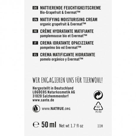 Sante FEUCHTIGKEITSCREME BIO-GRAPEFRUIT & EVERMATTM  УВЛАЖНЯЮЩИЙ КРЕМ ОРГАНИЧЕСКИЙ ГРЕЙПФРУТ И EVERMATTM