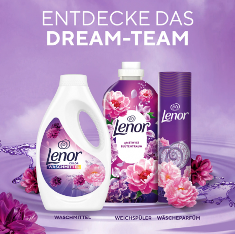 Lenor Color Flussigwaschmittel Amethyst Blutentraum 20WL, Гель для стирки цветного белья с ароматом  Цветочная мечта, 20 загрузок (900мл)