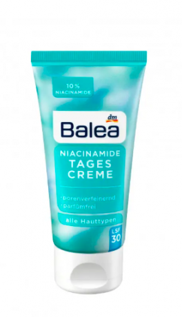 Balea Niacinamide Tagescreme LSF30, Балеа Дневной крем для лица с 10% ниацинамида и SPF30 для сужения пор, 50 мл