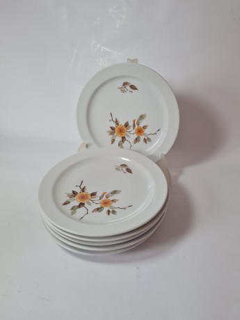 COLDITZ Набор тарелок с оранжево-коричневым цветочным декором, 5 штук, 19см, Германия, 1950-60гг.