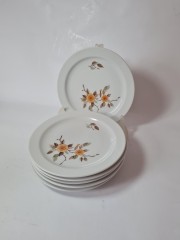 COLDITZ Набор тарелок с оранжево-коричневым цветочным декором, 5 штук, 19см, Германия, 1950-60гг.