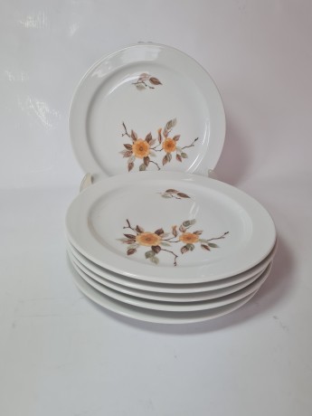 COLDITZ Набор тарелок с оранжево-коричневым цветочным декором, 5 штук, 19см, Германия, 1950-60гг.