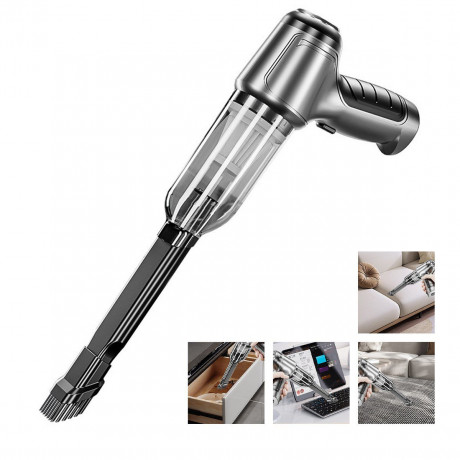 Hikeren Hikeren Akku-Handstaubsauger Akku-Staubsauger, abnehmbar, 120 W, ergonomischer Griff (silbergrau), Beutellos  Беспроводной ручной пылесос Hikeren Беспроводной пылесос со съемной эргономичной ручкой мощностью 120 Вт (серебристо-серый) без мешка